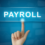 A finger clicking on a transparent button mentioning top payroll outsourcing companies in singapore.